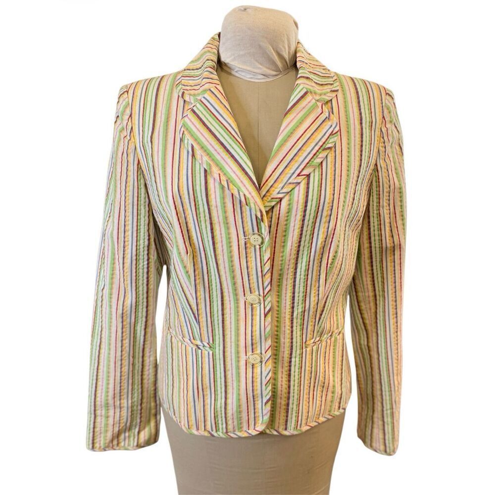 Maggy London Women’s Stripe Seersucker Blazer Sz. 12 Vintage